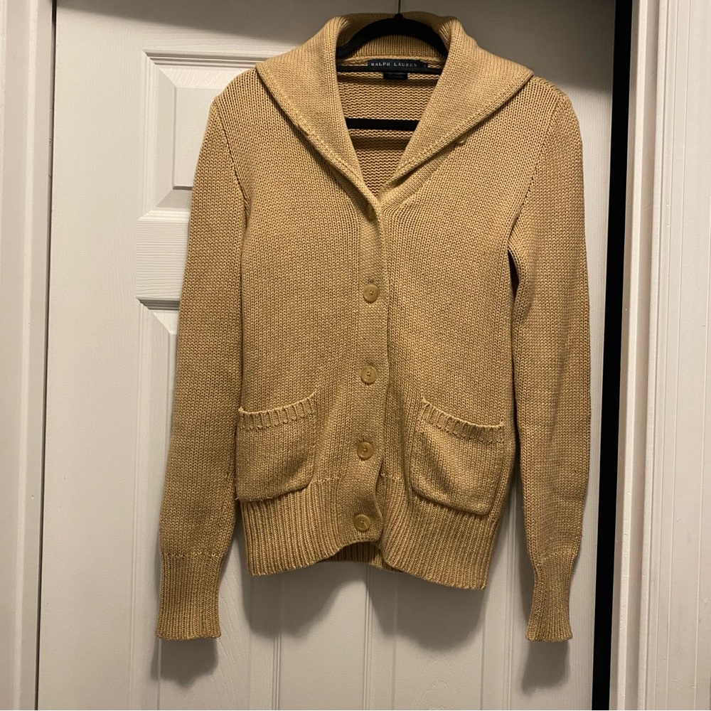 Ralph Lauren Shawl Collar Knit Cardigan Sweater – Small - Item 0076
